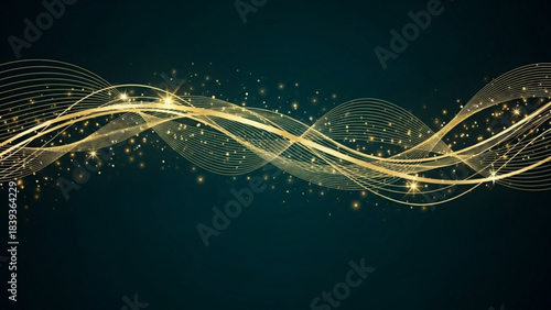 Golden Abstract Lines: Abstract image featuring flowing golden lines against a dark backdrop, creating a sense of movement and elegance.