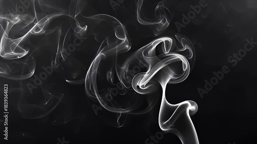 Smoke rises from a pipe in a dark room at night, creating unique shapes and patterns in the air Generative AI