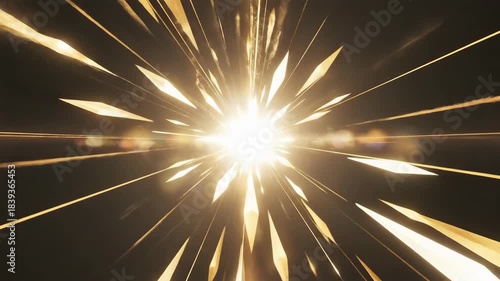 Glowing Golden Abstract Shapes Radiating Outward Against Black Background