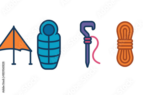 Survival Shelter Essentials. Survival Shelter Items flat set: lightweight rain fly, cold-resistant liner, secure tie-down cord.