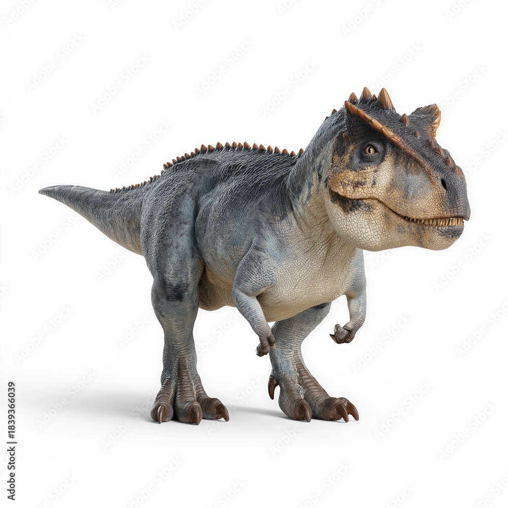 Obraz premium Realistic Carnotaurus sastrei Dinosaur on White Background