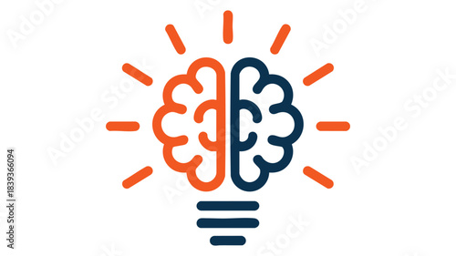 Bright brain lightbulb idea concept Vector