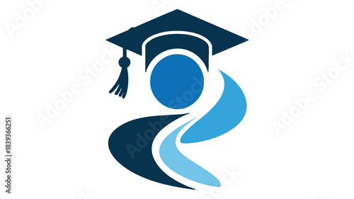Abstract blue graduation cap student