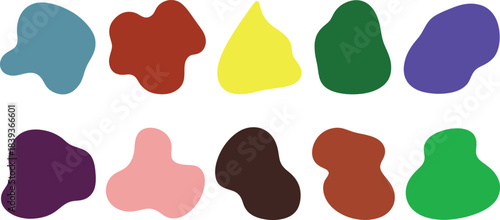 Collection of 10 two-dimensional (2D) shapes, which are a mix of geometric and organic forms