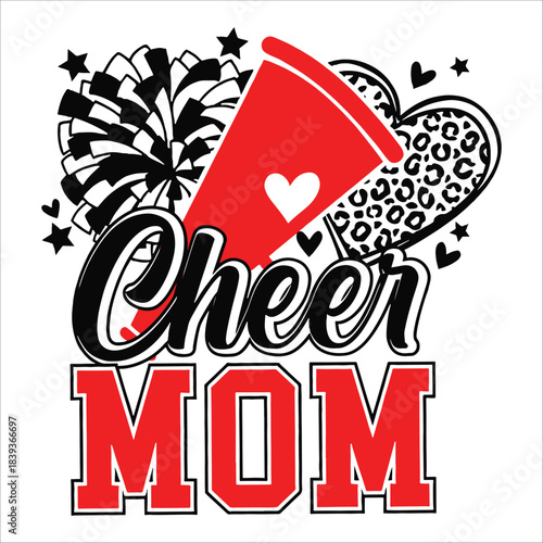 Cheer Mom With Megaphone And Pom-Poms Icon