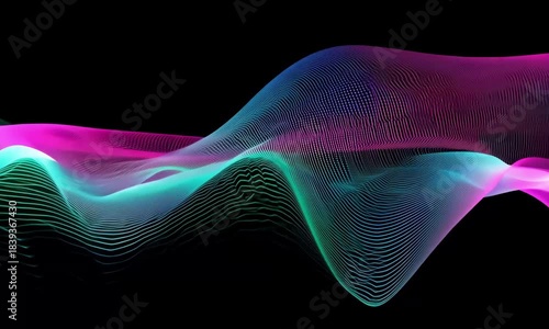 This mesmerizing video features a flowing wave of vibrant colors, showcasing a stunning interplay of pink and turquoise hues against a black background. It's a visual symphony that captivates and insp