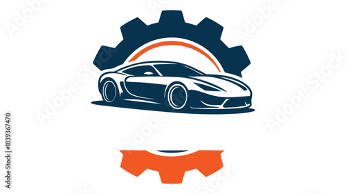 Sports car gear mechanic logo design