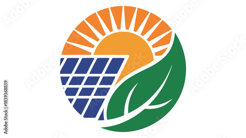 Sustainable solar green energy logo