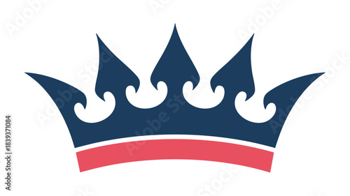 Stylized blue and red crown symbolizing royalty, power, and prestige in a simple flat design