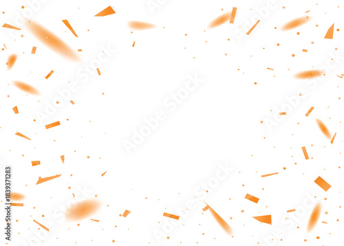 Orange confetti on transparent background, abstract festive design element