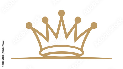 A minimalist golden crown outline representing royalty, leadership, and luxury on a white background