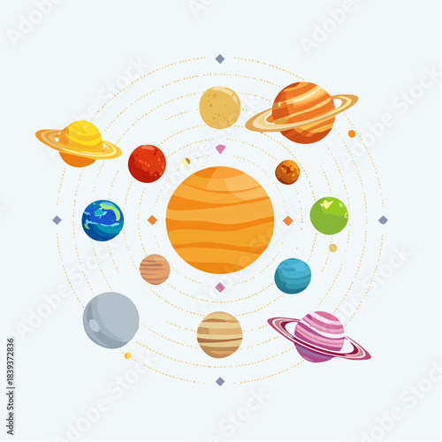Solar System Vector Illustration
