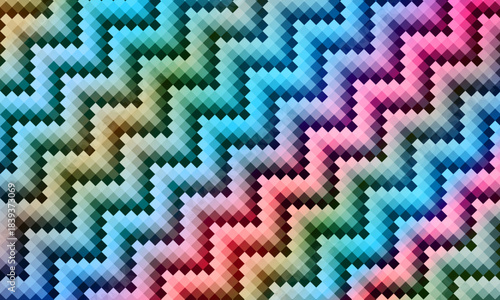 Colorful pixel art diagonal zigzag seamless pattern. textile designs.