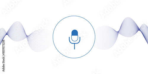 Voice assistant concept. Vector sound wave. Voice and sound recognition equalizer wave flow background. Personal assistant and voice recognition concept gradient vector ilwhite dove on blue background