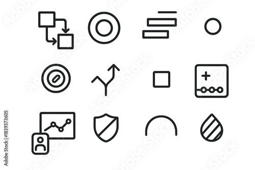 Dynamic Care Path Icons. Dynamic Care Path Models linear set: treatment flow tile, health-status node, response shift bar, dosage-mod cue ring, therapy branch arrow, symptom