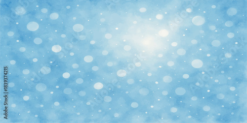 Bright blue Christmas bokeh background with glowing star snowflakes pattern and blurred winter light texture