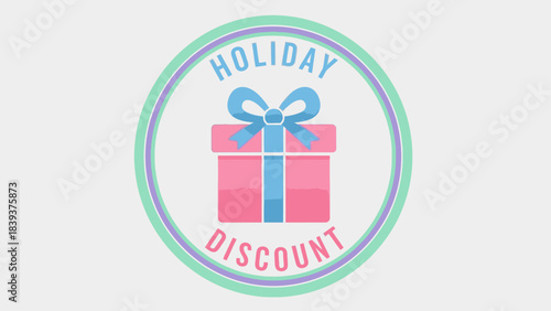 Gift Box with Ribbon and Text Holiday Discount