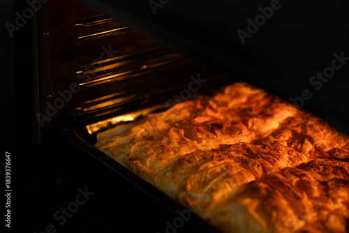 Oven baked tray pastry. Traditional Turkish pastry