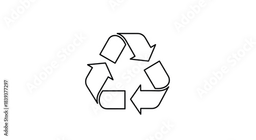 Simple black and white outline icon of the universal recycling symbol with three chasing arrows in a triangle shape.