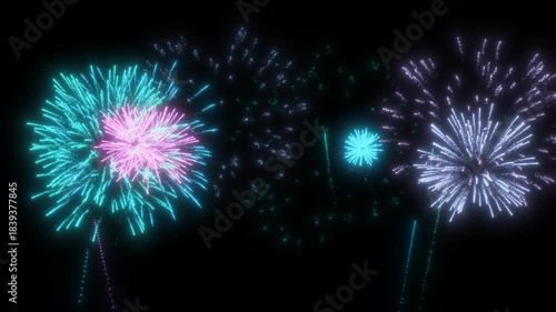 Blue tosca fireworks explode on transparent background. For birthday firework, new year's eve firework, party firework, festival, anniversary firework, diwali firework, independence day firework.
