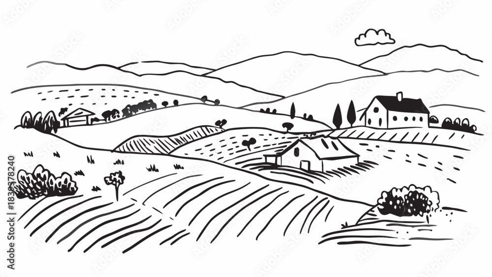 Obraz premium Very beautiful rolling rural hills of Vermont covered in rich autumn colors, scattered farms, and peaceful open meadows forming a harmonious seasonal scene.