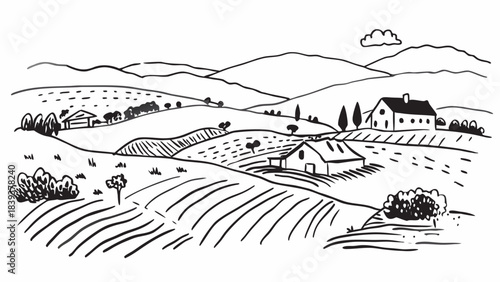 Very beautiful rolling rural hills of Vermont covered in rich autumn colors, scattered farms, and peaceful open meadows forming a harmonious seasonal scene.