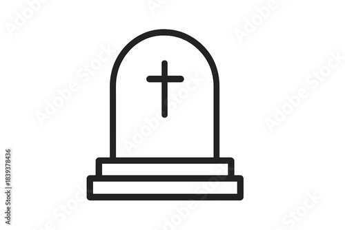 Minimalist outline icon of a Christian cross grave marker