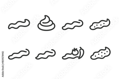 Abstract food sauce and condiment line icons set