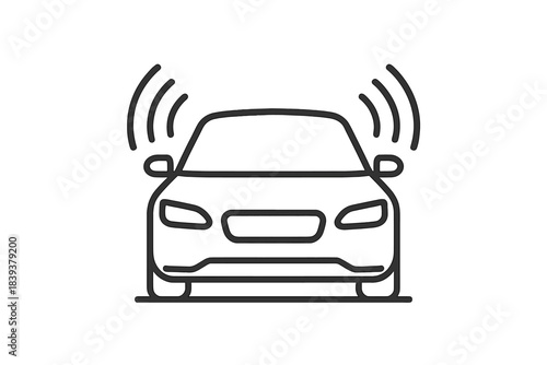 Car emits sound signals indicating presence or alert near a road during daylight hours