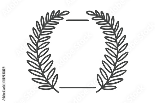 Minimalist laurel wreath outline frame for award or diploma design