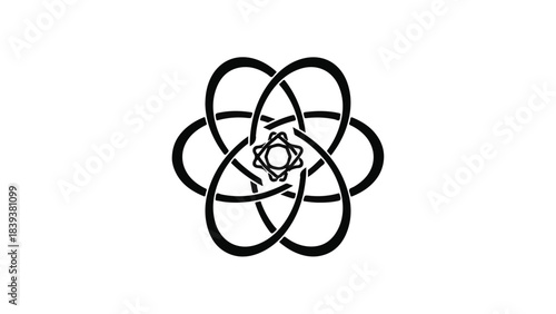 Intricate black abstract knot design symbolizing connection and unity on white background