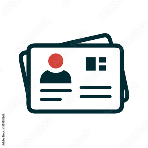 ID card icon with photo and text in flat style
