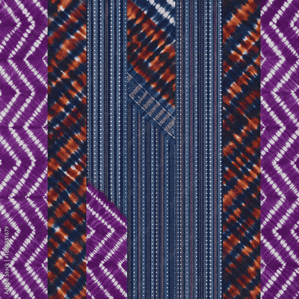 Fototapeta premium Modern and Original dip dye, tie dye, batik and shibori pattern on white canvas in high resolution 