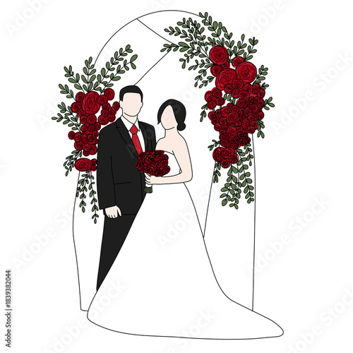 silhouette of bride and groom