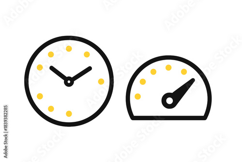 Clock and speed gauge icons representing time and performance measurement