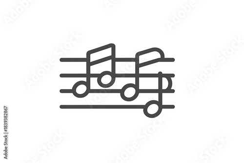 Outline musical notes symbol on five-line staff for melody and rhythm