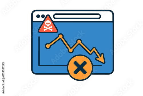Website data chart showing critical failure and downward trend