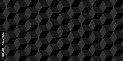 Vector structure box minimal black abstract cube square wall texture. geometric tile hexagon mosaic wall grid wallpaper. minimal geometric block cube isometric mosaic texture background.