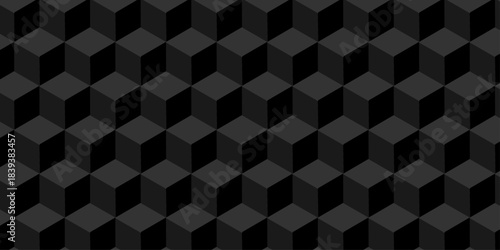 Vector structure box minimal black abstract cube square wall texture. geometric tile hexagon mosaic wall grid wallpaper. minimal geometric block cube isometric mosaic texture background.