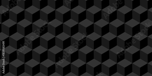 Vector structure box minimal black abstract cube square wall texture. geometric tile hexagon mosaic wall grid wallpaper. minimal geometric block cube isometric mosaic texture background.	
