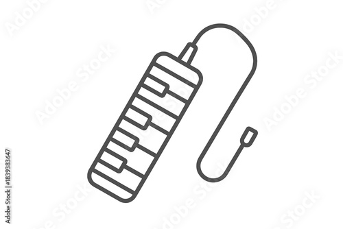 Melodica musical instrument outline icon featuring a flexible mouthpiece tube