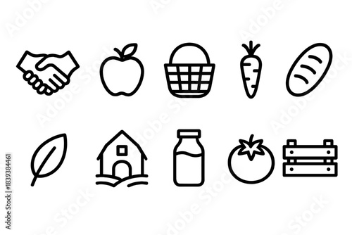 Agriculture, farming line icon set. Farm, nutrition, organic, fresh produce line icons.