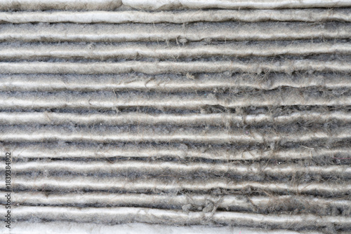 Extremely dirty air conditioning filter, hvac system, accumukated dust on an air filter