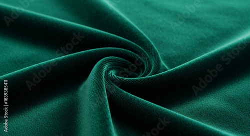 Rich Emerald Green Velvet Fabric Swirl Creates Luxurious and Elegant Texture