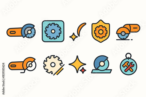 Tools and construction icon set. Flat icons for industrial and repair themes