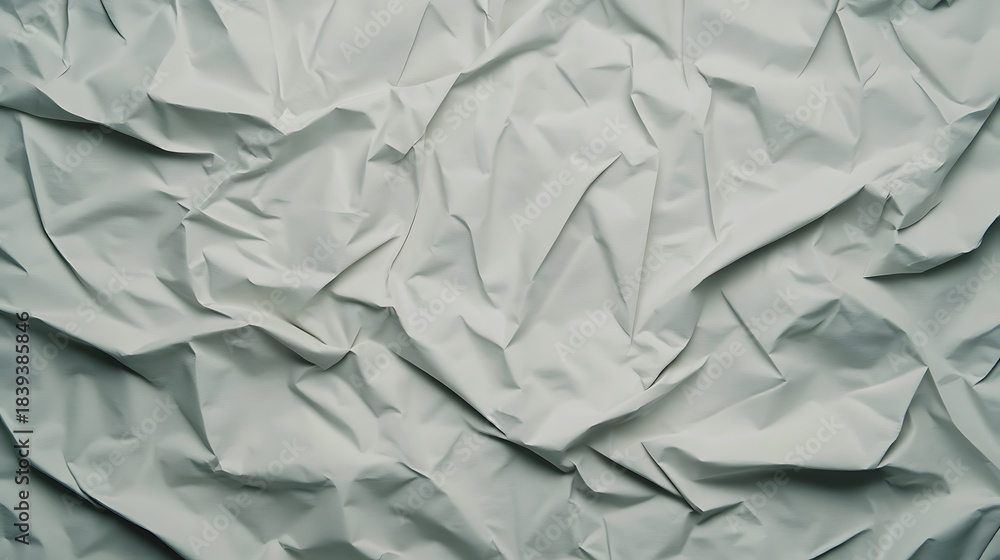 Obraz premium Crumpled paper texture background abstract soft folds in pale green fabric like surface with subtle shadows creating calm minimal composition