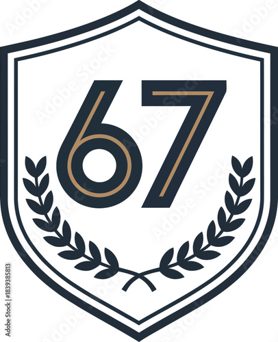 Modern logo of 67 Years Anniversary Celebration Vector Template Design Illustration