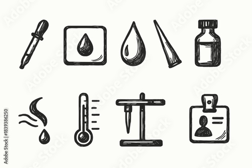 Science, laboratory outline icon set. Chemistry and lab equipment stylish sketch icons