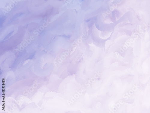 Aquarelle drawing violet clouds gradient soft background. Cold color vertical design