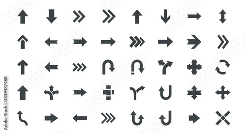 Set of black arrows isolated on collection of different arrow icons vector illustration for your design